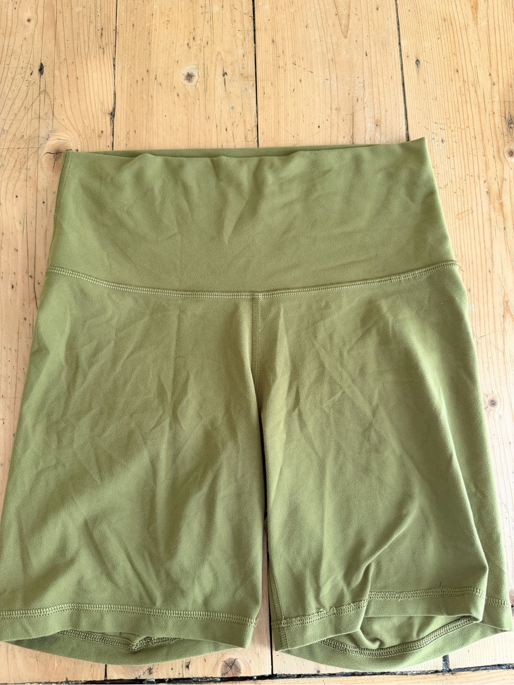 Olive Green High-Waist Bike Shorts